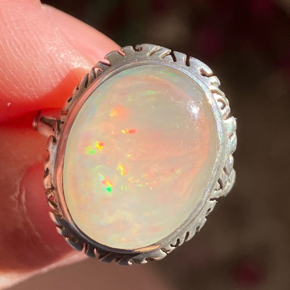 Vintage Opal Sterling Silver Ring